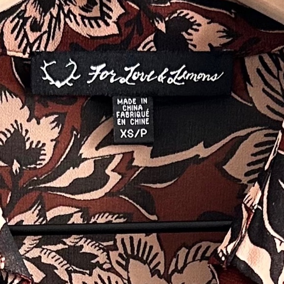 For Love & Lemons Gracie Blouse | Brown & Cream Floral | Size XS - Picture 13 of 14